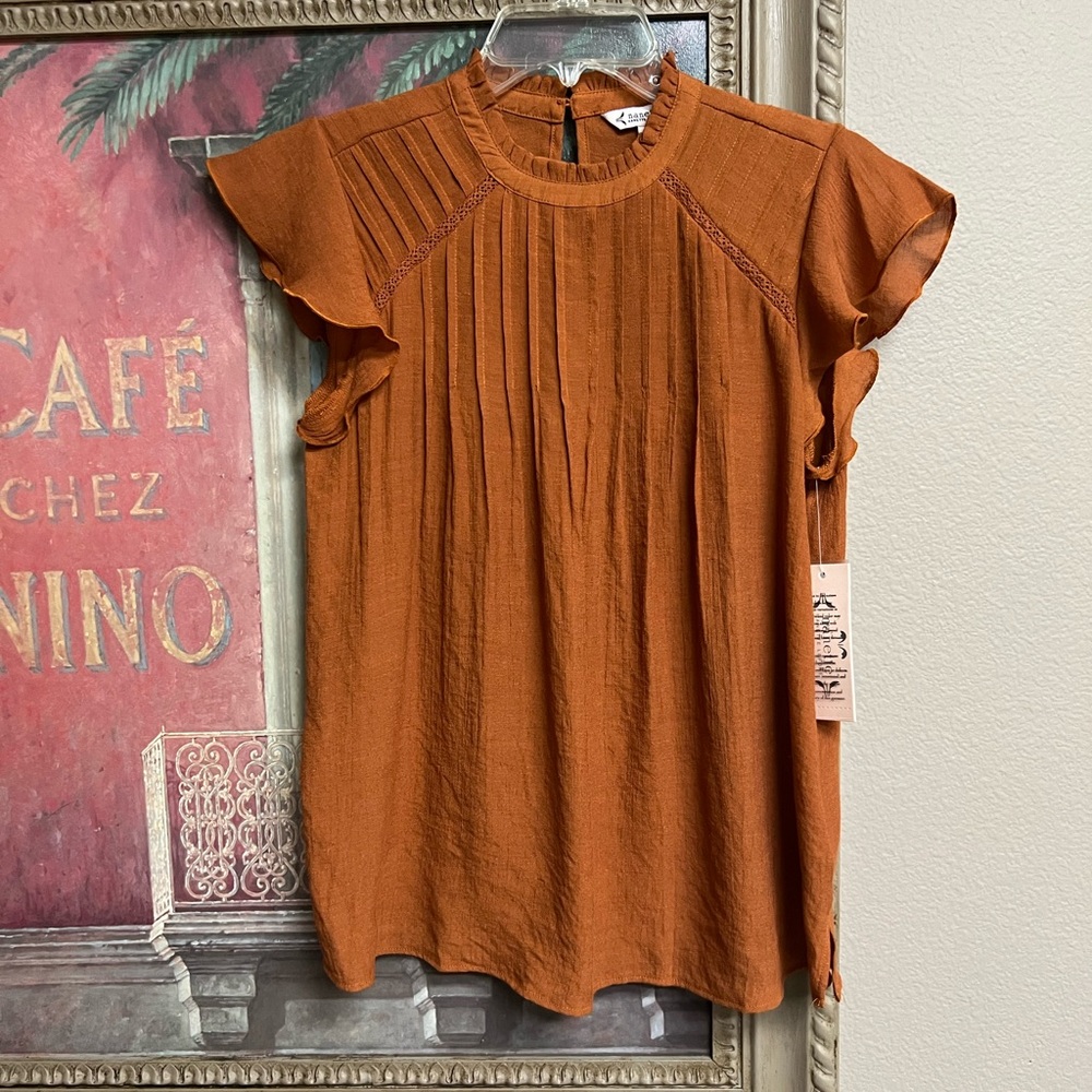 Nanette Lepore Gingerbread Ruffle Sleeve Top